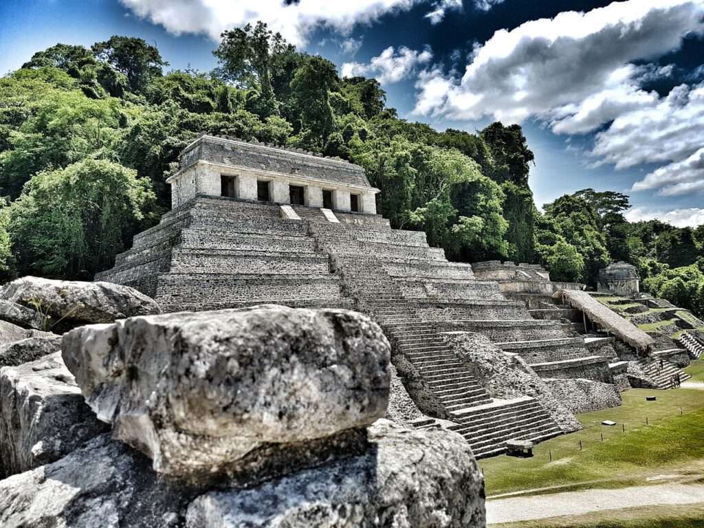 pyramid, palenque, landscape